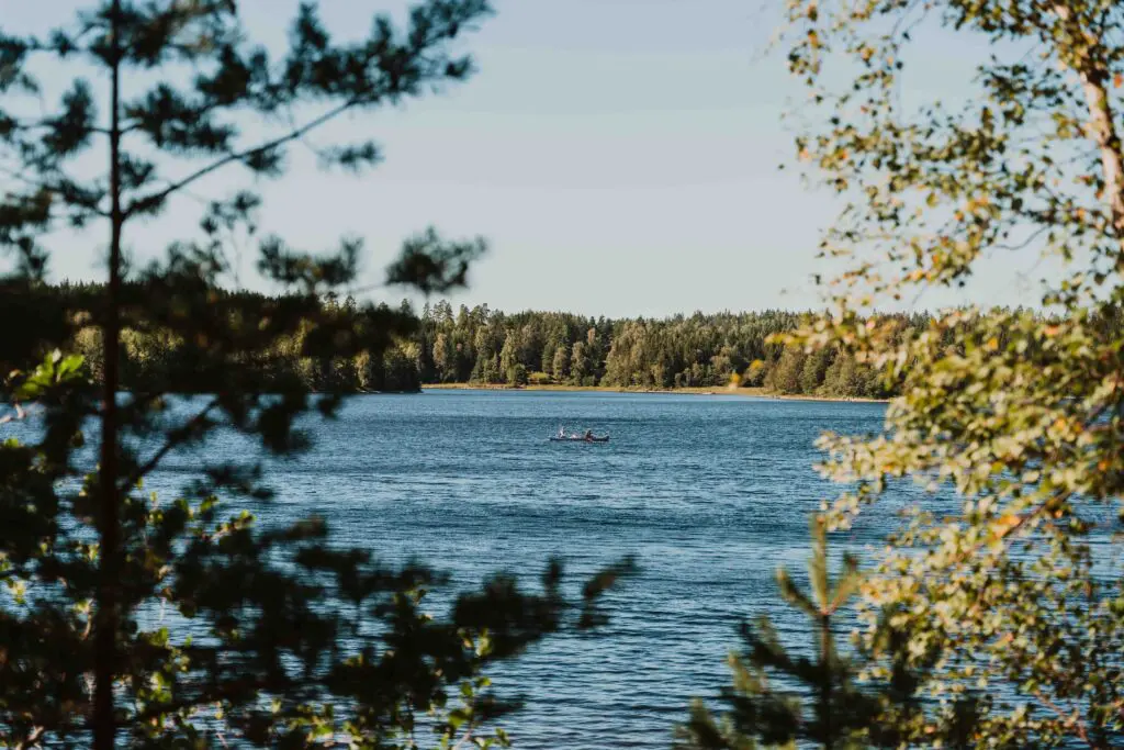 Canoe on the water in Sweden